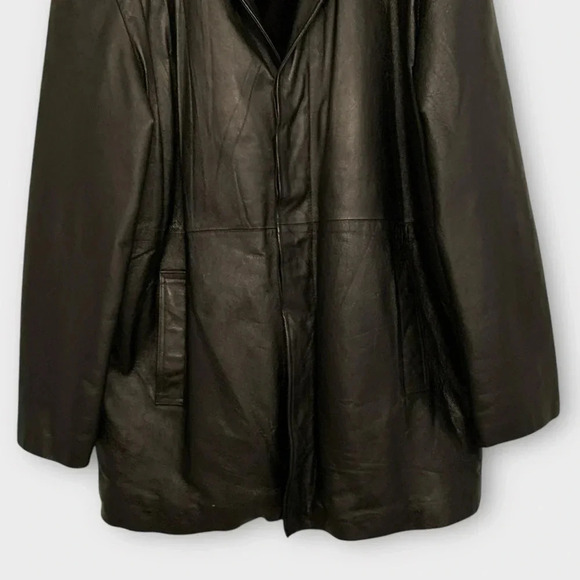 Vintage 90s Pelle Cuir Black Leather Jacket Coat - Picture 3 of 11